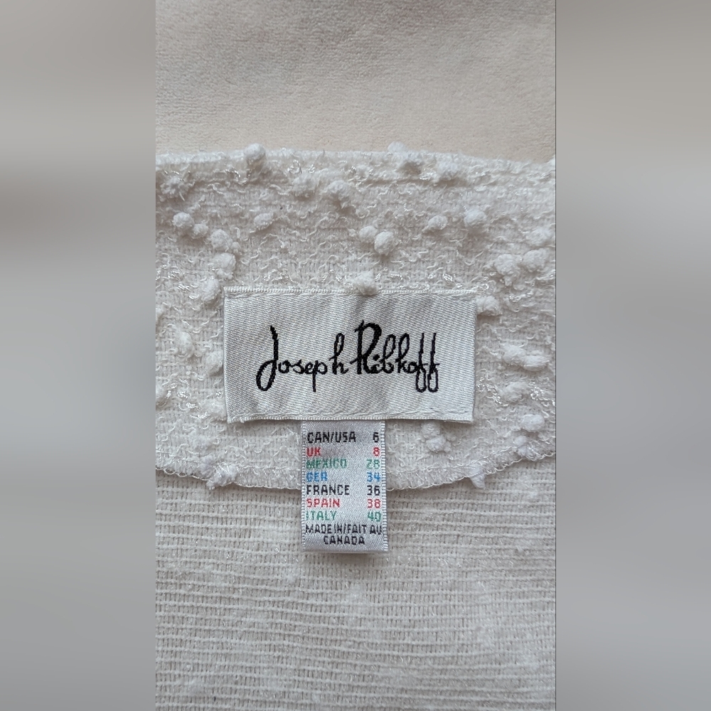 Joseph Ribkoff Women's White Top Textured Sequin Asymmetrical Size 6 - Picture 11 of 16